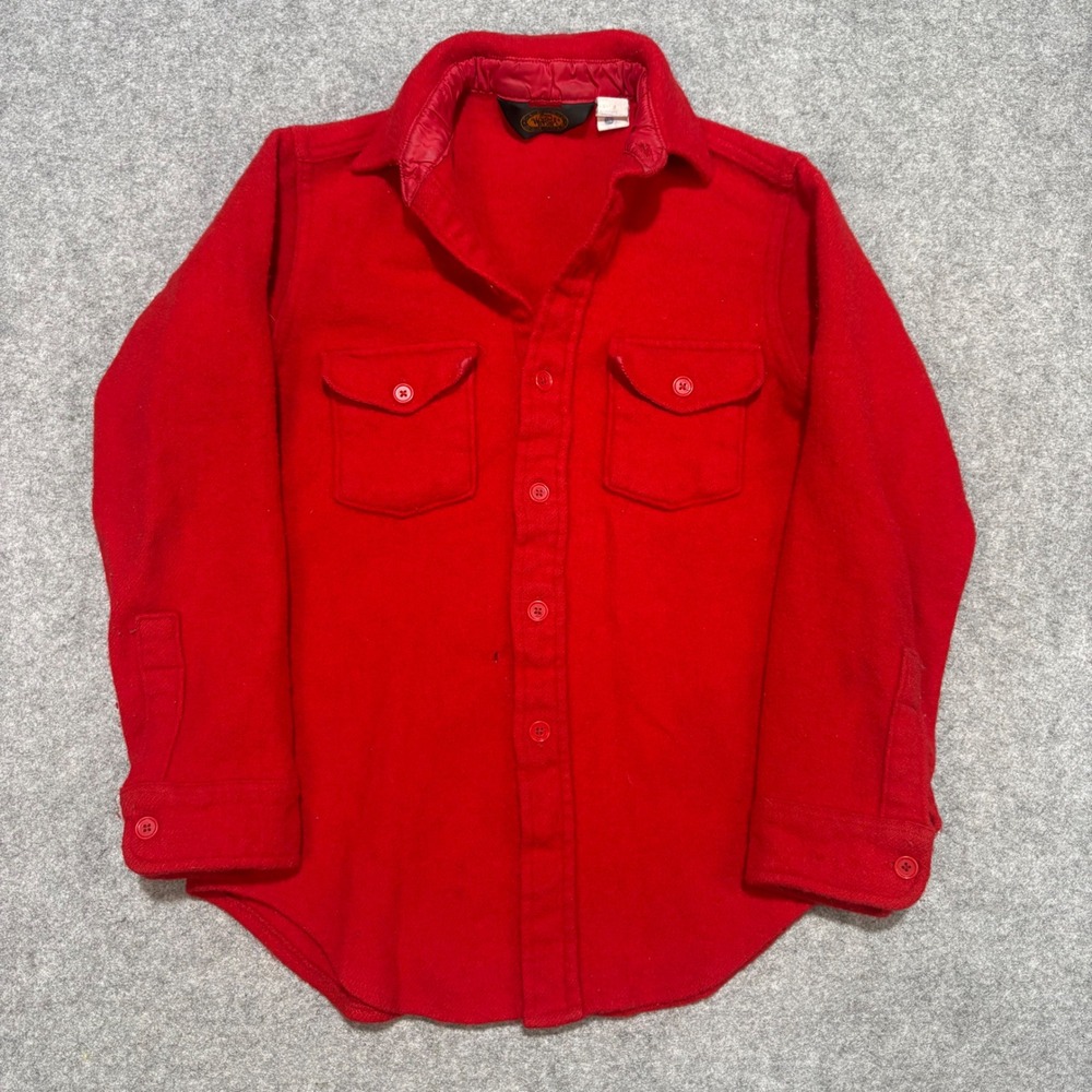 Vintage Woolrich Wool Shirt Jacket Red Button Up Mens Medium Fits Small